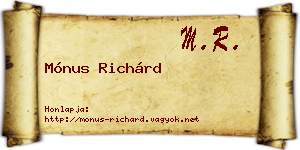 Mónus Richárd névjegykártya
